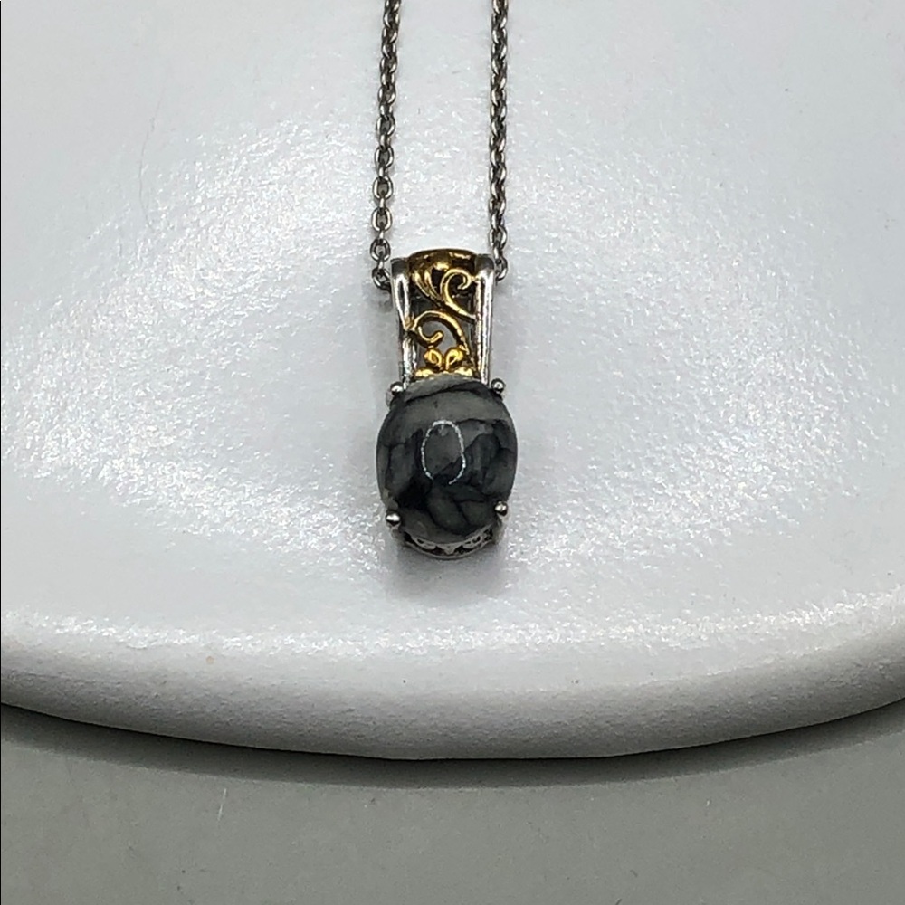Chuck Clemency STS Sterling Silver 925 gemstone pendant chain necklace-dainty.